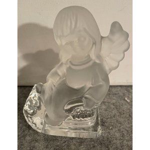 Vintage Goebel 1981 Glass Frosted Angel in a Sleigh   #1148